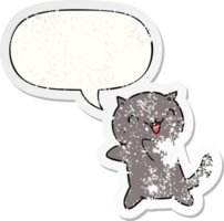 cartoon cat and speech bubble distressed sticker png