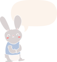 cute cartoon rabbit and speech bubble in retro style png
