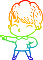 rainbow gradient line drawing cartoon woman thinking png