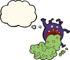 tecknad serie äckligt monster varelse sjuk med trodde bubbla png