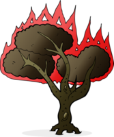 árbol en llamas de dibujos animados png