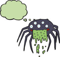 cartoon gross halloween spider with thought bubble png