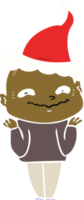 flat color illustration of a creepy guy wearing santa hat png