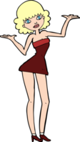 Cartoon-Frau im Cocktailkleid png