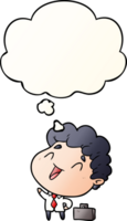 cartoon businessman and thought bubble in smooth gradient style png