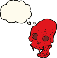 cartoon spooky vampire skull with thought bubble png