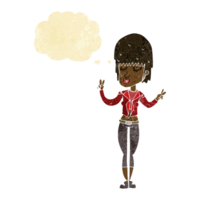 cartoon cool girl with thought bubble png