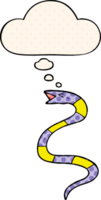 cartoon snake and thought bubble in comic book style png