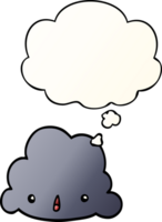 cartoon cloud and thought bubble in smooth gradient style png