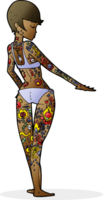 cartone animato bikini ragazza coperto nel tatuaggi png