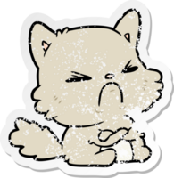 distressed sticker of a cartoon angry cat png