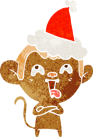 dessin animé rétro fou d'un singe portant un bonnet de noel png