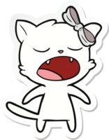 sticker of a cartoon meowing cat png