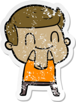 distressed sticker of a cartoon friendly man png