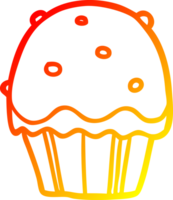 cupcake de desenho de linha de gradiente quente png