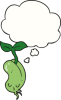 cartoon sprouting bean and thought bubble png