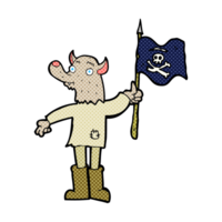 caricatura, lobo, hombre, ondear, bandera pirata png