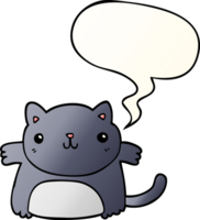 cartoon cat and speech bubble in smooth gradient style png