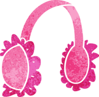 dessin animé rétro doodle de cache-oreilles roses png