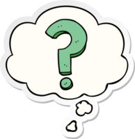 cartoon question mark and thought bubble as a printed sticker png