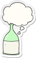 cartoon bottle and thought bubble as a printed sticker png