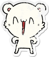 distressed sticker of a happy polar bear cartoon png