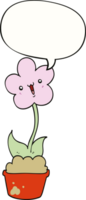 flor de desenho animado bonito e bolha de fala png