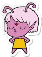 sticker of a cartoon alien girl png