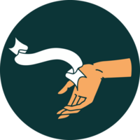 icon with banner of a hand png