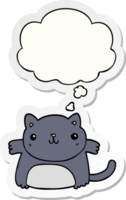 chat de dessin animé et bulle de pensée comme autocollant imprimé png