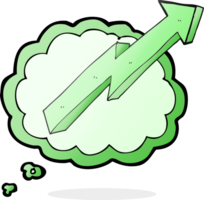 hand drawn thought bubble cartoon arrow up trend png