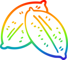 rainbow gradient line drawing of a cartoon leaf png