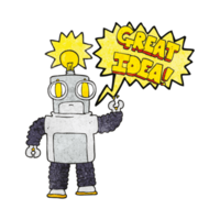 hand speech bubble textured cartoon robot with great idea png