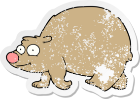vinheta angustiada de um urso andando de desenho animado png