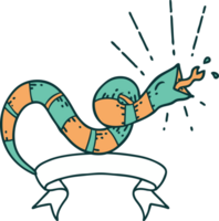 scroll banner with tattoo style hissing snake png