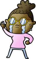 Cartoon weinende Frau mit Brille png