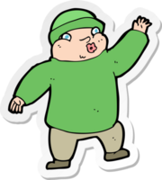 sticker of a cartoon man in hat waving png