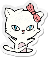 pegatina angustiada de un lindo gato de dibujos animados png