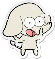 distressed sticker of a cute cartoon elephant png