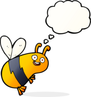 abeille drôle de bande dessinée avec bulle de pensée png