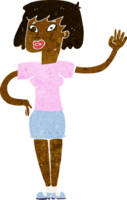 mulher de desenho animado acenando png