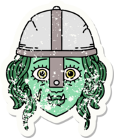 grunge sticker van een orc vechter karakter gezicht png