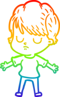 rainbow gradient line drawing of a cartoon woman png