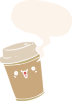 dibujos animados tomar fuera café con habla burbuja en retro estilo png