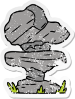 hand drawn distressed sticker cartoon doodle of grey stone boulder png