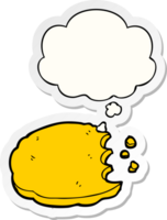cartoon cookie with thought bubble as a printed sticker png