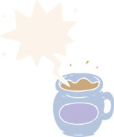 tecknad serie råna av kaffe med Tal bubbla i retro stil png