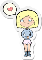 sticker of a cartoon woman in love png