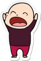 sticker of a cartoon shouting bald man png