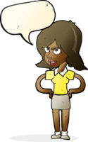 cartoon annoyed woman with hands on hips with speech bubble png